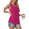 imageOFEEFAN Womens Tank Tops Loose Fit Dressy Casual Sleeveless Blouses Summer Outfits Round Neck Pleated Front Curved Hem3hot Pink