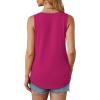 imageOFEEFAN Womens Tank Tops Loose Fit Dressy Casual Sleeveless Blouses Summer Outfits Round Neck Pleated Front Curved Hem3hot Pink