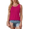 imageOFEEFAN Womens Tank Tops Loose Fit Dressy Casual Sleeveless Blouses Summer Outfits Round Neck Pleated Front Curved Hem3hot Pink