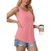 imageOFEEFAN Womens Tank Tops Loose Fit Dressy Casual Sleeveless Blouses Summer Outfits Round Neck Pleated Front Curved Hem3light Pink