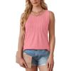 imageOFEEFAN Womens Tank Tops Loose Fit Dressy Casual Sleeveless Blouses Summer Outfits Round Neck Pleated Front Curved Hem3light Pink