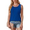 imageOFEEFAN Womens Tank Tops Loose Fit Dressy Casual Sleeveless Blouses Summer Outfits Round Neck Pleated Front Curved Hem3royal Blue