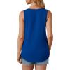imageOFEEFAN Womens Tank Tops Loose Fit Dressy Casual Sleeveless Blouses Summer Outfits Round Neck Pleated Front Curved Hem3royal Blue