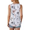 imageOFEEFAN Womens Tank Tops Loose Fit Dressy Casual Sleeveless Blouses Summer Outfits Round Neck Pleated Front Curved Hem4floral Grey