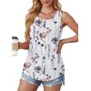 imageOFEEFAN Womens Tank Tops Loose Fit Dressy Casual Sleeveless Blouses Summer Outfits Round Neck Pleated Front Curved Hem4floral Grey