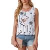 imageOFEEFAN Womens Tank Tops Loose Fit Dressy Casual Sleeveless Blouses Summer Outfits Round Neck Pleated Front Curved Hem4floral Grey