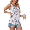 imageOFEEFAN Womens Tank Tops Loose Fit Dressy Casual Sleeveless Blouses Summer Outfits Round Neck Pleated Front Curved Hem4floral Grey