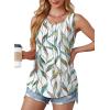 imageOFEEFAN Womens Tank Tops Loose Fit Dressy Casual Sleeveless Blouses Summer Outfits Round Neck Pleated Front Curved Hem4floral Leaf