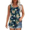 imageOFEEFAN Womens Tank Tops Loose Fit Dressy Casual Sleeveless Blouses Summer Outfits Round Neck Pleated Front Curved Hem4floral Navy