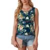 imageOFEEFAN Womens Tank Tops Loose Fit Dressy Casual Sleeveless Blouses Summer Outfits Round Neck Pleated Front Curved Hem4floral Navy