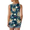 imageOFEEFAN Womens Tank Tops Loose Fit Dressy Casual Sleeveless Blouses Summer Outfits Round Neck Pleated Front Curved Hem4floral Navy