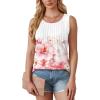 imageOFEEFAN Womens Tank Tops Loose Fit Dressy Casual Sleeveless Blouses Summer Outfits Round Neck Pleated Front Curved Hem4floral Pink