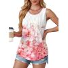 imageOFEEFAN Womens Tank Tops Loose Fit Dressy Casual Sleeveless Blouses Summer Outfits Round Neck Pleated Front Curved Hem4floral Pink