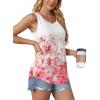 imageOFEEFAN Womens Tank Tops Loose Fit Dressy Casual Sleeveless Blouses Summer Outfits Round Neck Pleated Front Curved Hem4floral Pink