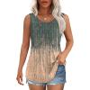 imageOFEEFAN Womens Tank Tops Loose Fit Dressy Casual Sleeveless Blouses Summer Outfits Round Neck Pleated Front Curved Hem5tiedye Greycoral