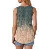 imageOFEEFAN Womens Tank Tops Loose Fit Dressy Casual Sleeveless Blouses Summer Outfits Round Neck Pleated Front Curved Hem5tiedye Greycoral