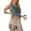 imageOFEEFAN Womens Tank Tops Loose Fit Dressy Casual Sleeveless Blouses Summer Outfits Round Neck Pleated Front Curved Hem5tiedye Greycoral