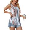 imageOFEEFAN Womens Tank Tops Loose Fit Dressy Casual Sleeveless Blouses Summer Outfits Round Neck Pleated Front Curved Hem5tiedye Multicolor