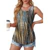 imageOFEEFAN Womens Tank Tops Loose Fit Dressy Casual Sleeveless Blouses Summer Outfits Round Neck Pleated Front Curved Hem6dots Multicolor