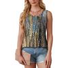 imageOFEEFAN Womens Tank Tops Loose Fit Dressy Casual Sleeveless Blouses Summer Outfits Round Neck Pleated Front Curved Hem6dots Multicolor