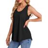 imageOFEEFAN Womens Tank Tops Loose Fit Scoop Neck Casual Summer Tops Curvy HemA Black