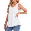 imageOFEEFAN Womens Tank Tops Loose Fit Scoop Neck Casual Summer Tops Curvy HemA White