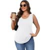 imageOFEEFAN Womens Tank Tops Loose Fit Scoop Neck Casual Summer Tops Curvy HemA White