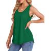 imageOFEEFAN Womens Tank Tops Loose Fit Scoop Neck Casual Summer Tops Curvy HemB Dark Green