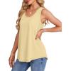 imageOFEEFAN Womens Tank Tops Loose Fit Scoop Neck Casual Summer Tops Curvy HemD Apricot