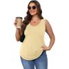 imageOFEEFAN Womens Tank Tops Loose Fit Scoop Neck Casual Summer Tops Curvy HemD Apricot