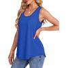imageOFEEFAN Womens Tank Tops Loose Fit Scoop Neck Casual Summer Tops Curvy HemD Blue