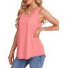 imageOFEEFAN Womens Tank Tops Loose Fit Scoop Neck Casual Summer Tops Curvy HemD Coral