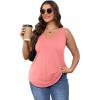 imageOFEEFAN Womens Tank Tops Loose Fit Scoop Neck Casual Summer Tops Curvy HemD Coral