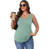 imageOFEEFAN Womens Tank Tops Loose Fit Scoop Neck Casual Summer Tops Curvy HemD Green