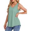 imageOFEEFAN Womens Tank Tops Loose Fit Scoop Neck Casual Summer Tops Curvy HemD Green