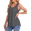 imageOFEEFAN Womens Tank Tops Loose Fit Scoop Neck Casual Summer Tops Curvy HemD Grey