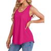 imageOFEEFAN Womens Tank Tops Loose Fit Scoop Neck Casual Summer Tops Curvy HemD Hot Pink