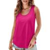 imageOFEEFAN Womens Tank Tops Loose Fit Scoop Neck Casual Summer Tops Curvy HemD Hot Pink