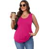 imageOFEEFAN Womens Tank Tops Loose Fit Scoop Neck Casual Summer Tops Curvy HemD Hot Pink