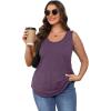 imageOFEEFAN Womens Tank Tops Loose Fit Scoop Neck Casual Summer Tops Curvy HemD W Purple