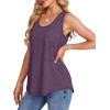 imageOFEEFAN Womens Tank Tops Loose Fit Scoop Neck Casual Summer Tops Curvy HemD W Purple