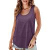 imageOFEEFAN Womens Tank Tops Loose Fit Scoop Neck Casual Summer Tops Curvy HemD W Purple