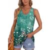 imageOFEEFAN Womens Tank Tops Sleeveless Scoop Neck Loose Fit Summer Clothes70floral Teal