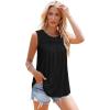 imageOFEEFAN Womens Tank Tops Summer Pleated Crew Neck Sleeveless Tops for Women Ruched Loose01black