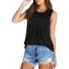 imageOFEEFAN Womens Tank Tops Summer Pleated Crew Neck Sleeveless Tops for Women Ruched Loose01black