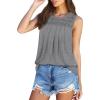 imageOFEEFAN Womens Tank Tops Summer Pleated Crew Neck Sleeveless Tops for Women Ruched Loose03dark Grey