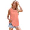 imageOFEEFAN Womens Tank Tops Summer Pleated Crew Neck Sleeveless Tops for Women Ruched Loose04coral