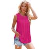 imageOFEEFAN Womens Tank Tops Summer Pleated Crew Neck Sleeveless Tops for Women Ruched Loose06hot Pink
