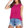 imageOFEEFAN Womens Tank Tops Summer Pleated Crew Neck Sleeveless Tops for Women Ruched Loose06hot Pink