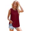 imageOFEEFAN Womens Tank Tops Summer Pleated Crew Neck Sleeveless Tops for Women Ruched Loose08burgundy